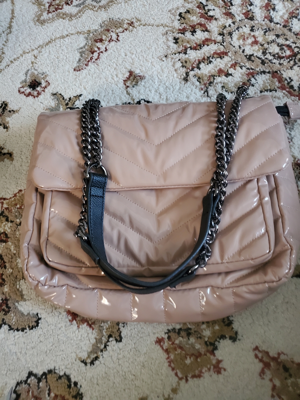 THINK ROYLN Quilted Patent Crossbody Bag - Blush